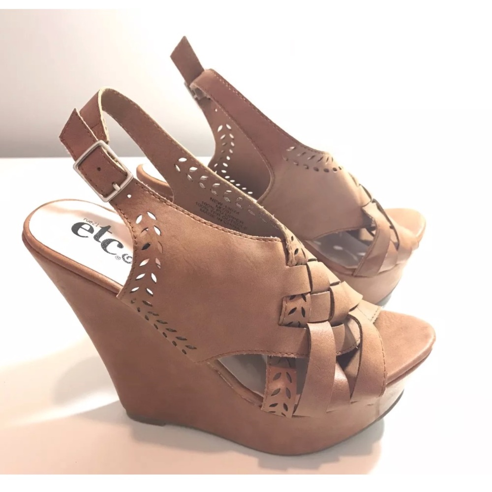 Rue 21 brown wedge sandals 7/8 spring summer heels
